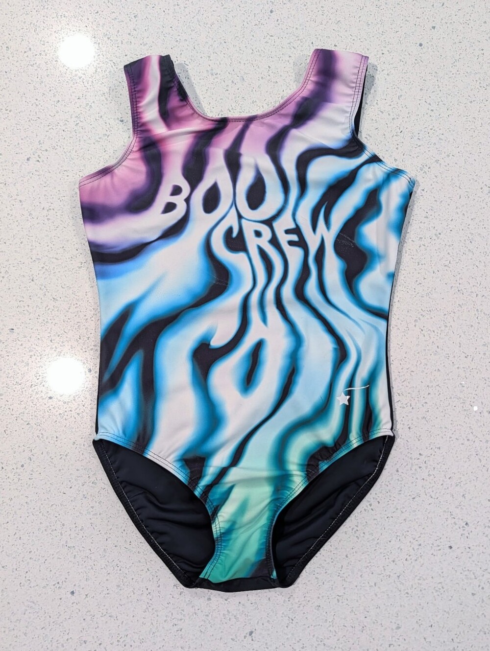HALLOWEEN Destira Gymnastics Dance Leotard CXL Extra Large BOO CREW Scary Swirls